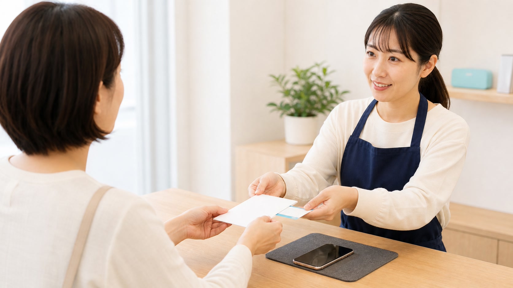 買取成立後に店舗スタッフがお支払いする様子