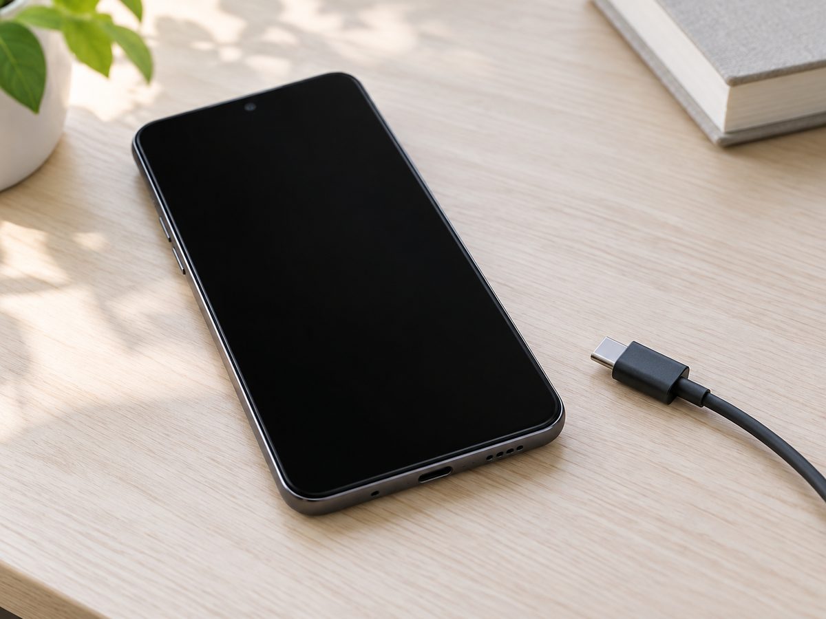 電源が入っているか分からない、画面が暗いスマートフォン