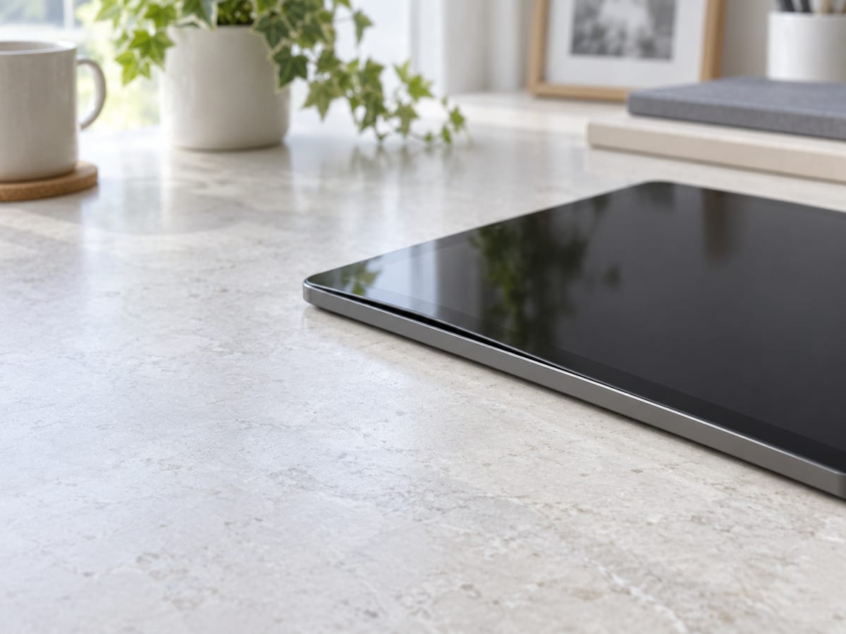 画面の縁にわずかなすき間がある電源オフのタブレット