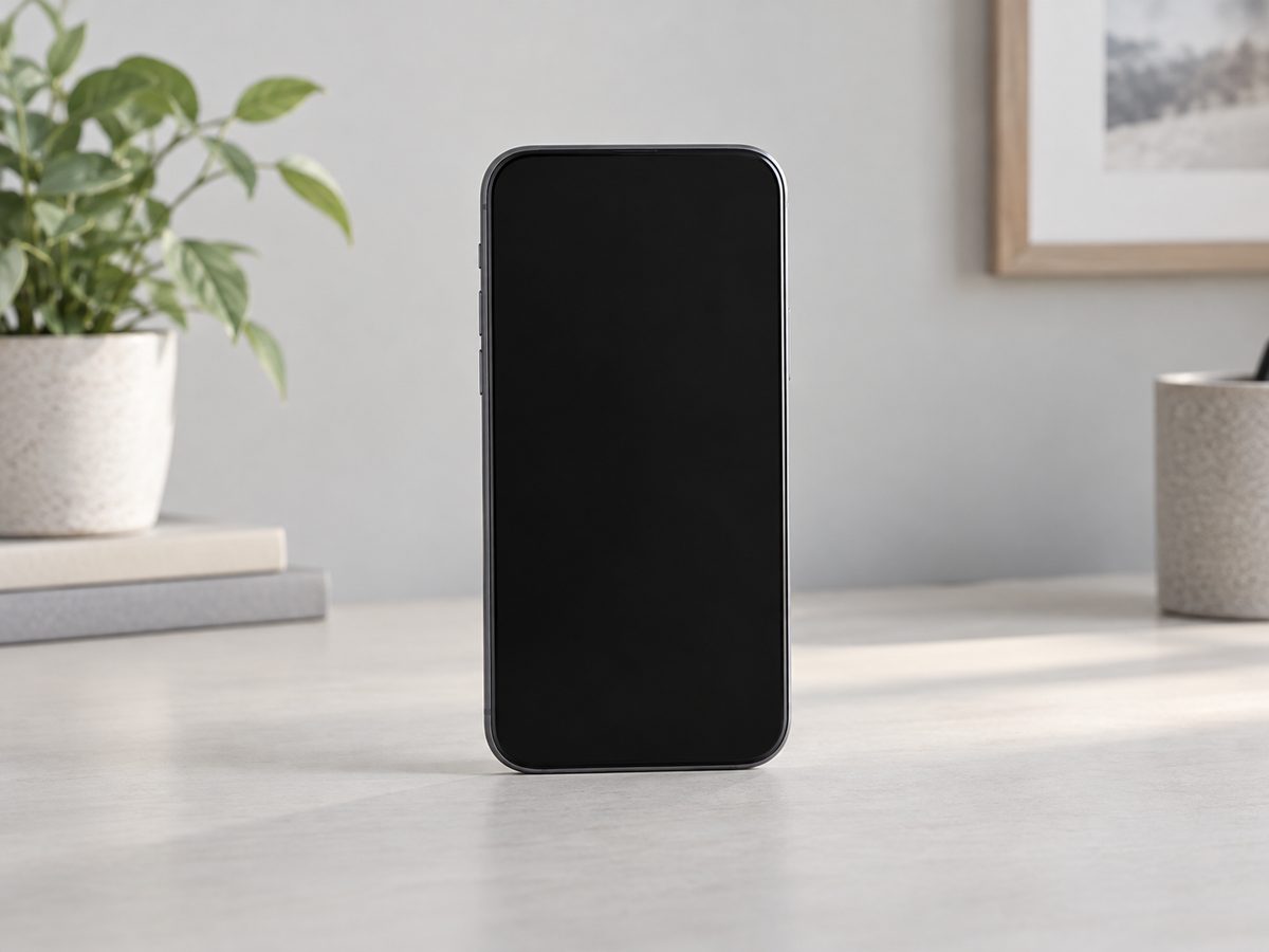 画面が暗いままのスマートフォン