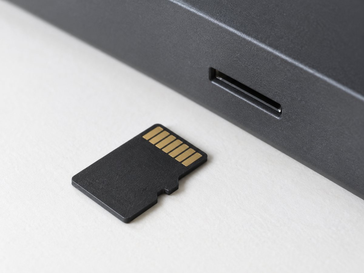 microSDカードと対応するカードスロットの写真