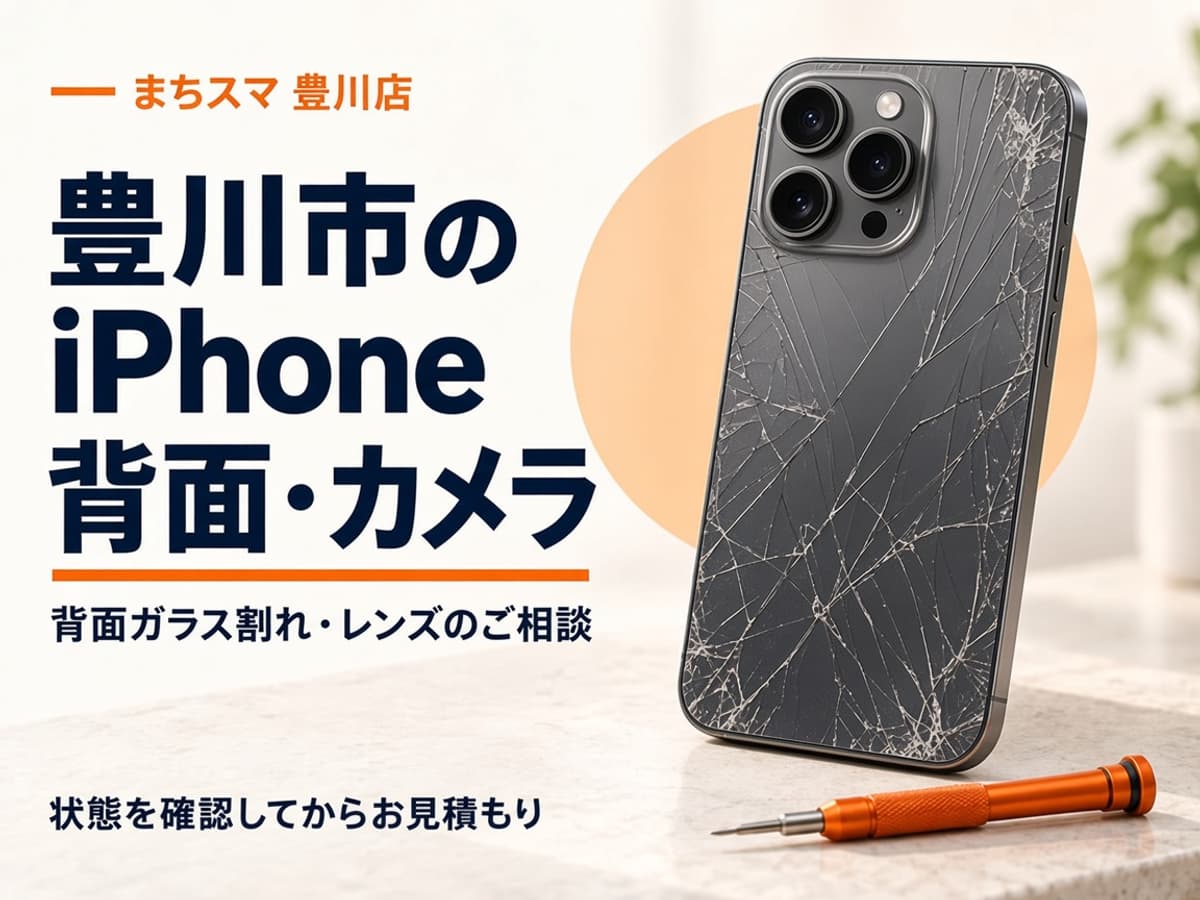 まちスマ豊川店の背面割れ・カメラ修理。背面ガラスにひびが入ったスマートフォンのイメージ